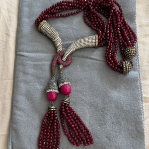 Elegant Beaded Necklace with Silver Accents